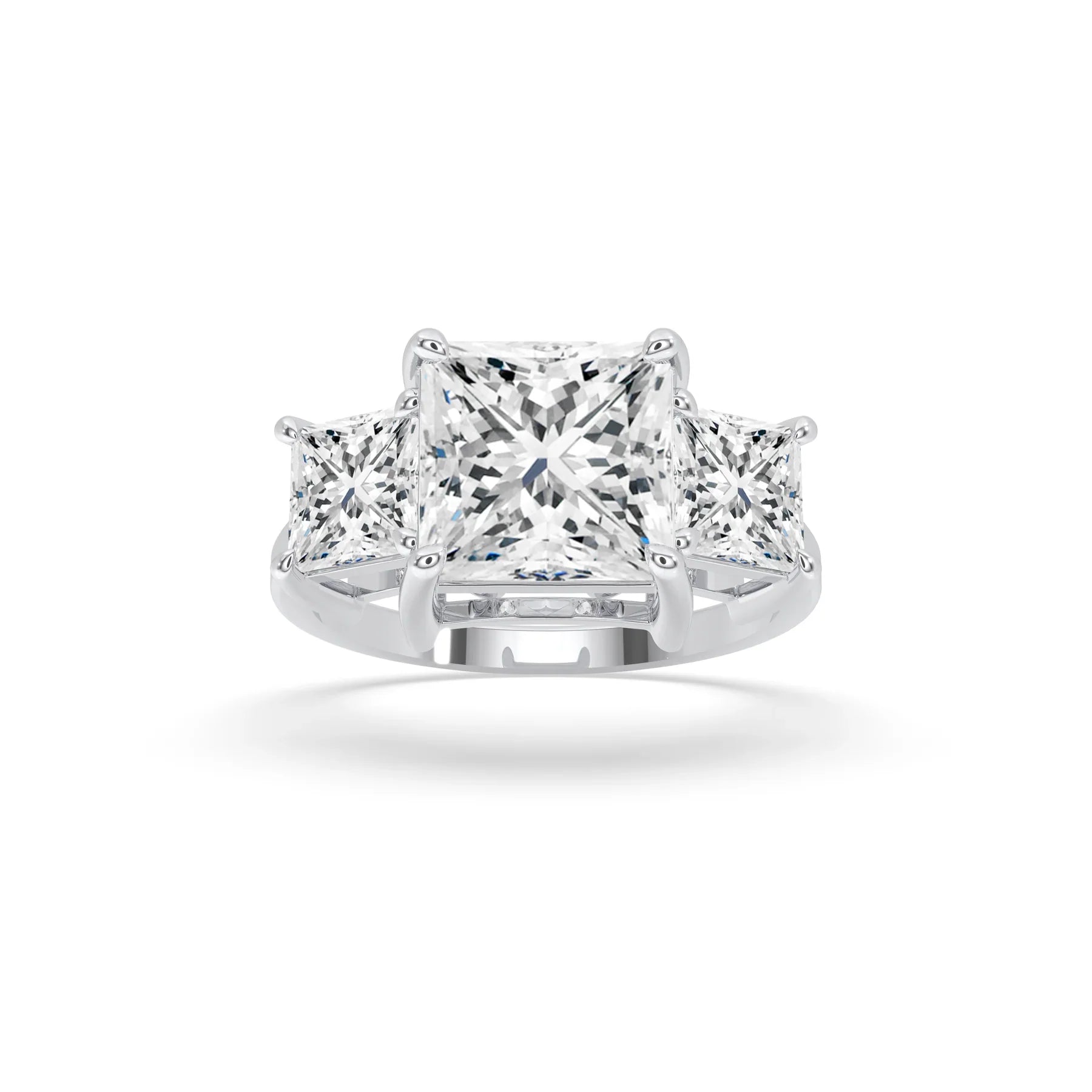 three stone engagement ring princess cut