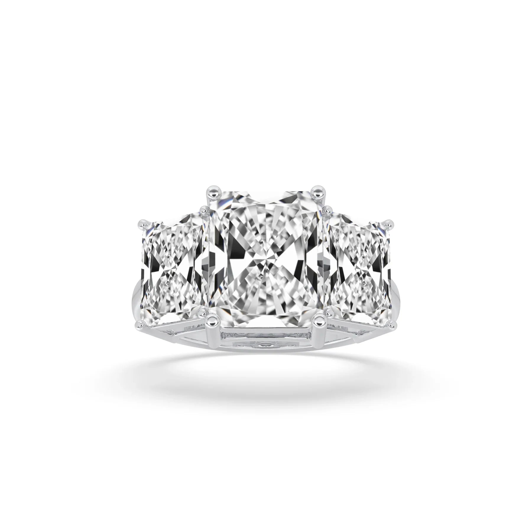 three stone radiant engagement ring