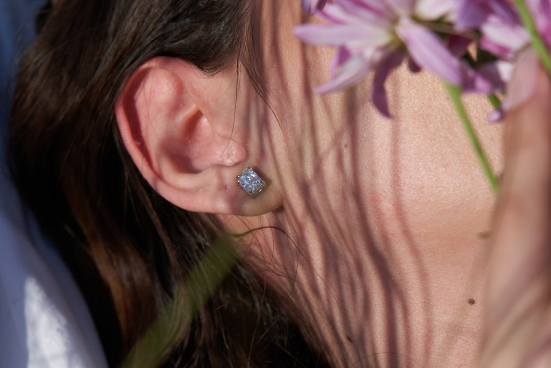 Emerald Solitaire Stud Earrings