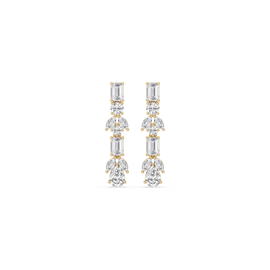 Emerald & Pear Cluster Drop Earrings