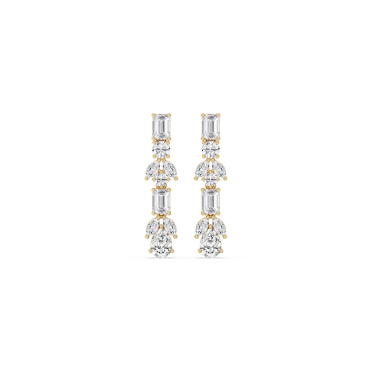 Emerald & Pear Cluster Drop Earrings