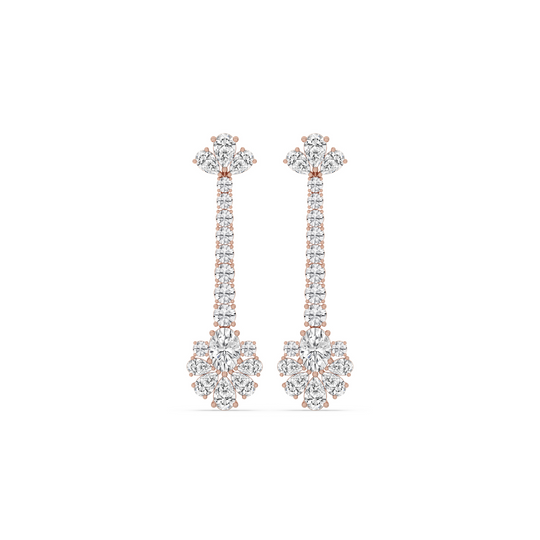 Long Floral Cluster Drop Earrings