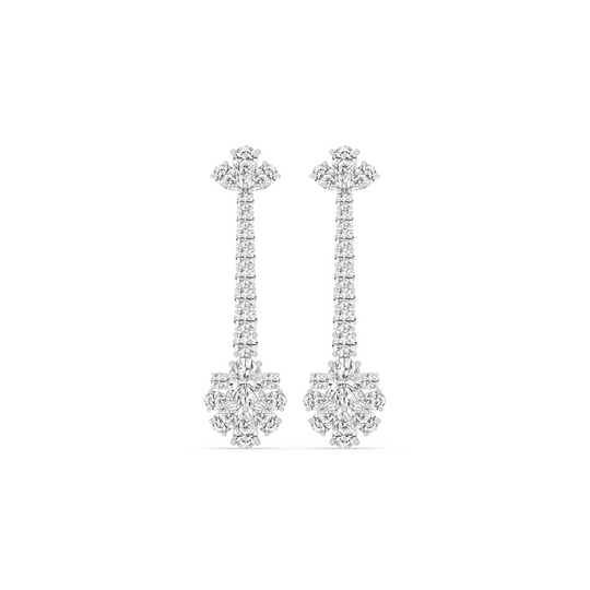 Long Floral Cluster Drop Earrings