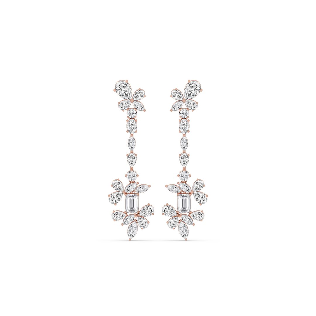 Mixed Fancy Floral Drop Earrings