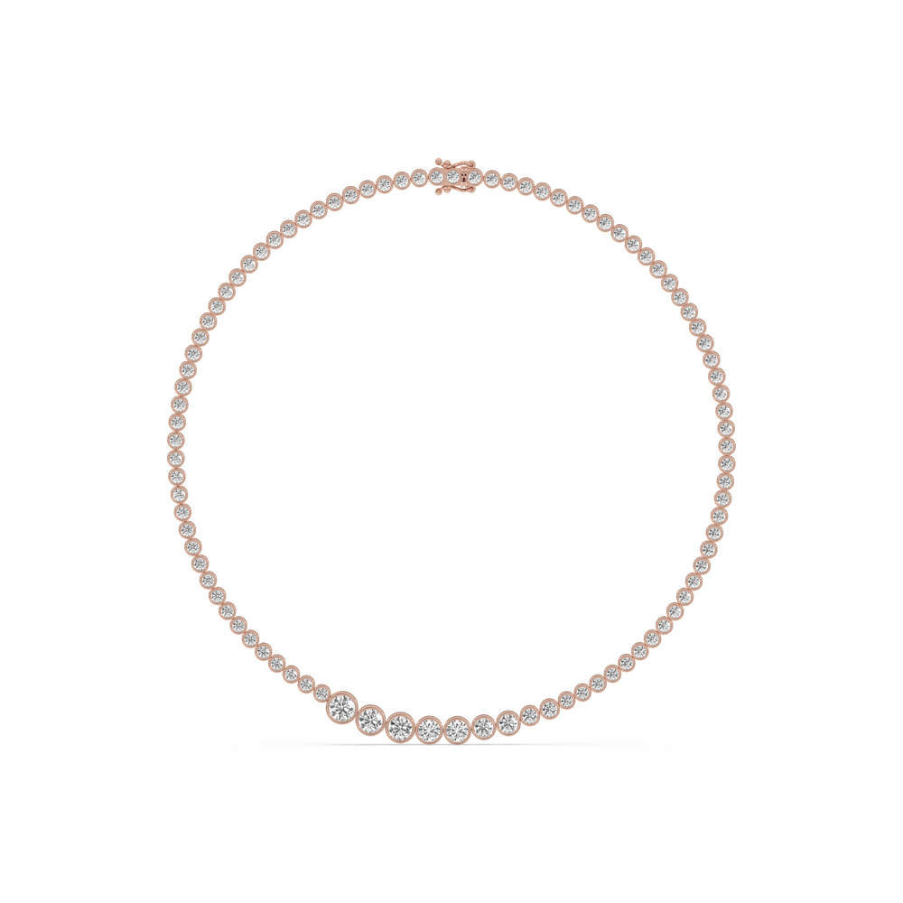 Graduating Bezel Set Round Tennis Necklace
