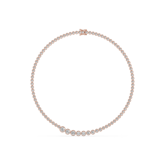 Graduating Bezel Set Round Tennis Necklace