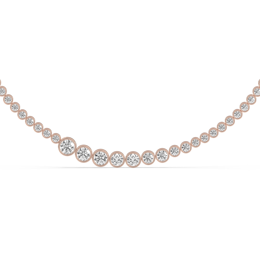 Graduating Bezel Set Round Tennis Necklace
