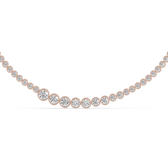 Graduating Bezel Set Round Tennis Necklace