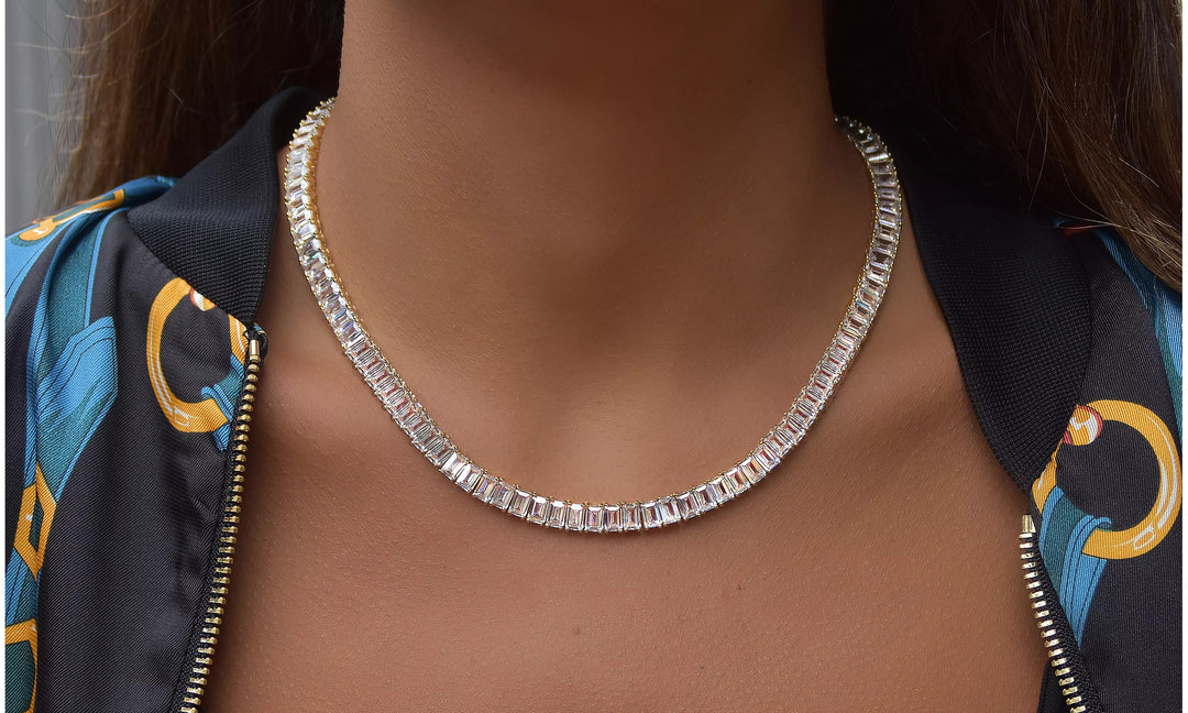 Emerald Cut Tennis Necklace